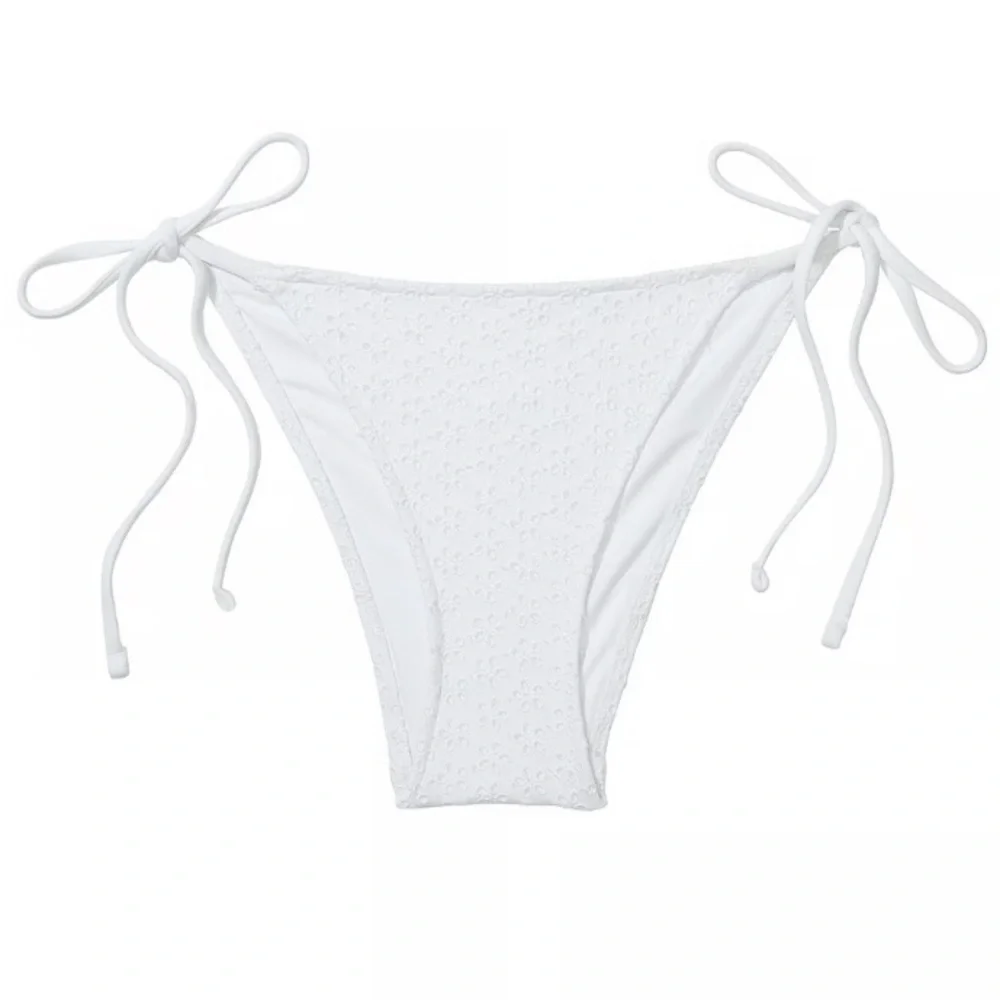 New! Frankie's Bikinis Bridgette White Eyelet String Bikini Bottom 1586